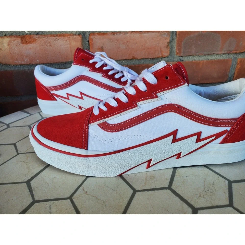 Men Size 6.5 VANS Old Skool Bolt Red VN0009Q56RT Rare Classic Suede Women Sz 8